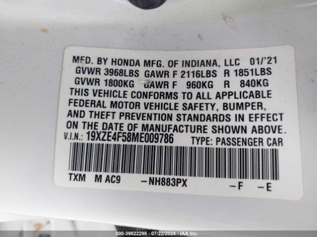 Photo 8 VIN: 19XZE4F58ME009786 - HONDA INSIGHT 