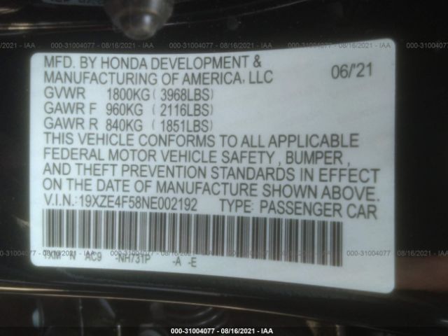 Photo 8 VIN: 19XZE4F58NE002192 - HONDA INSIGHT 