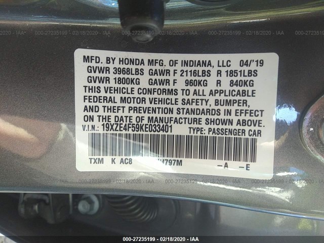 Photo 8 VIN: 19XZE4F59KE033401 - HONDA INSIGHT 