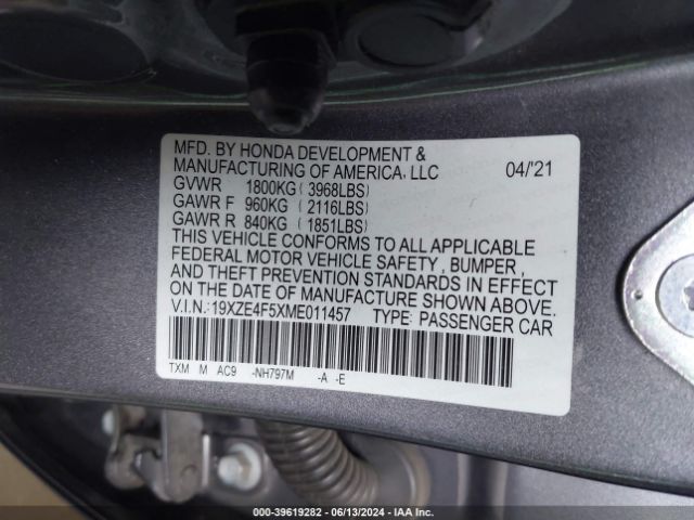 Photo 8 VIN: 19XZE4F5XME011457 - HONDA INSIGHT 