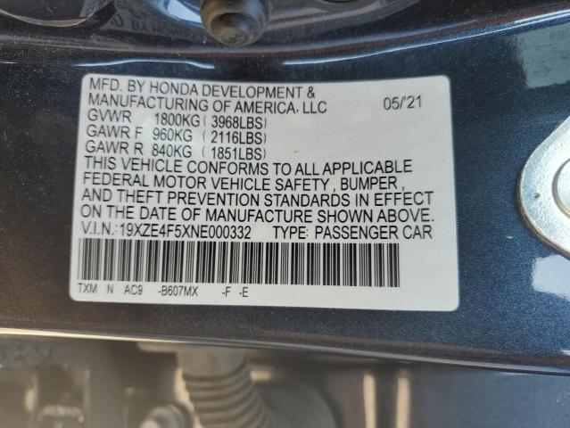 Photo 12 VIN: 19XZE4F5XNE000332 - HONDA INSIGHT EX 