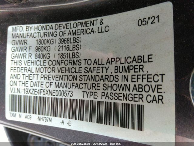 Photo 8 VIN: 19XZE4F5XNE000573 - HONDA INSIGHT 