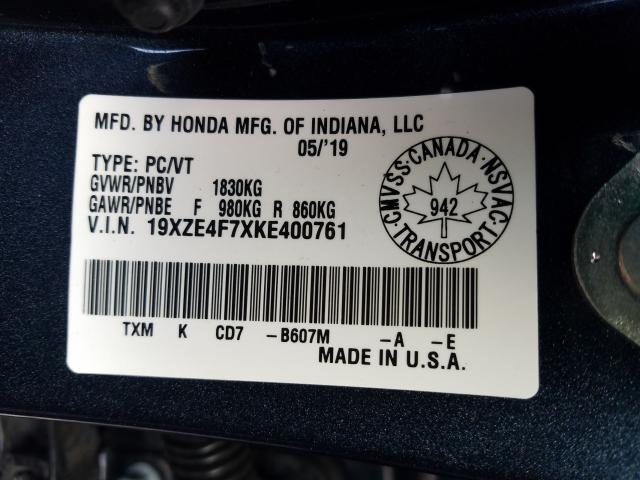 Photo 9 VIN: 19XZE4F7XKE400761 - HONDA INSIGHT TO 