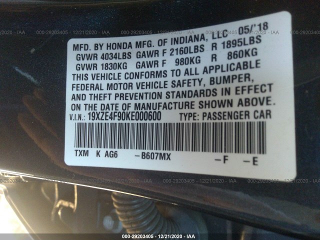 Photo 8 VIN: 19XZE4F90KE000600 - HONDA INSIGHT 