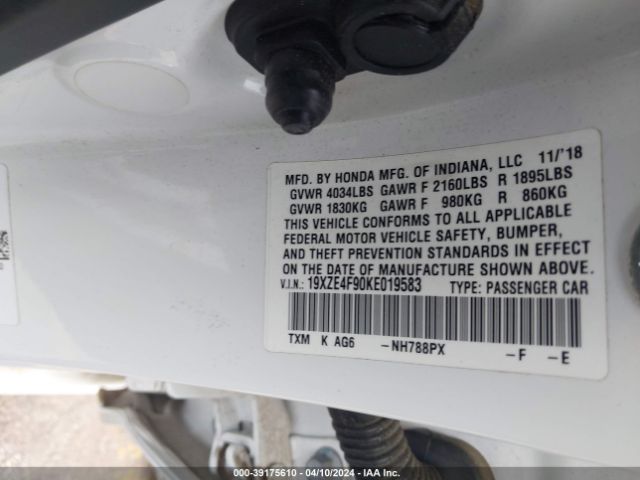 Photo 8 VIN: 19XZE4F90KE019583 - HONDA INSIGHT 