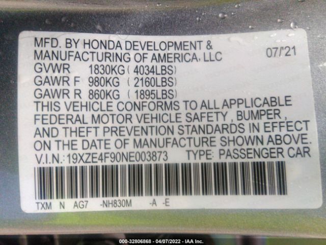 Photo 8 VIN: 19XZE4F90NE003873 - HONDA INSIGHT 