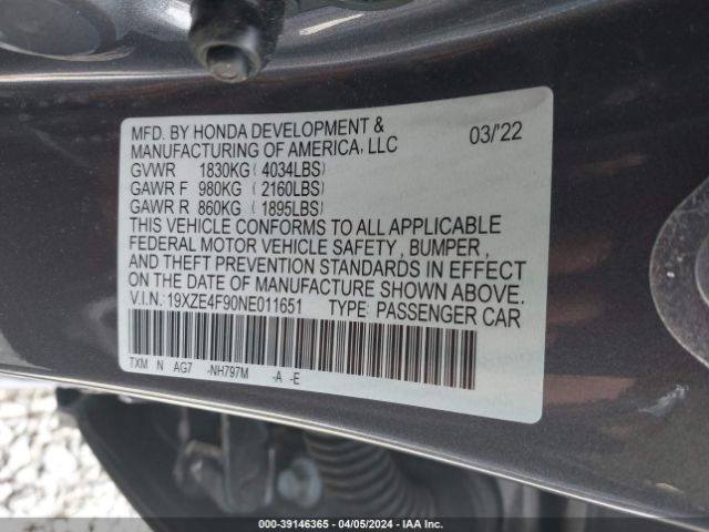 Photo 8 VIN: 19XZE4F90NE011651 - HONDA INSIGHT 