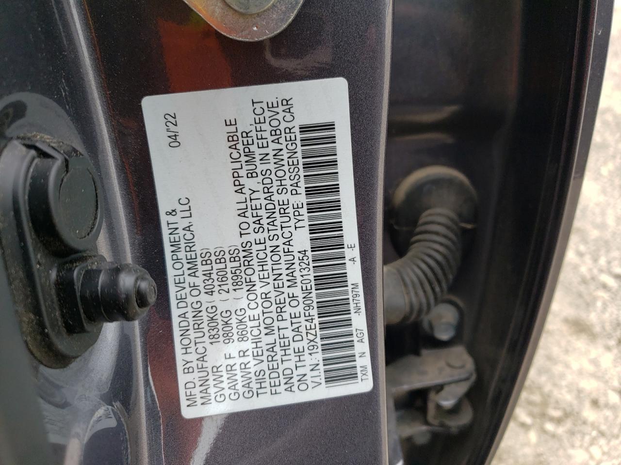 Photo 11 VIN: 19XZE4F90NE013254 - HONDA INSIGHT 