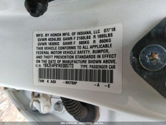 Photo 8 VIN: 19XZE4F91KE005773 - HONDA INSIGHT 