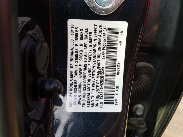 Photo 9 VIN: 19XZE4F92KE015597 - HONDA INSIGHT TO 