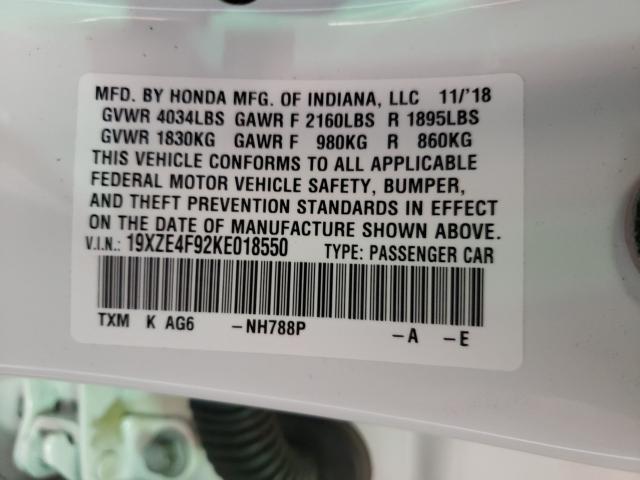 Photo 9 VIN: 19XZE4F92KE018550 - HONDA INSIGHT TO 