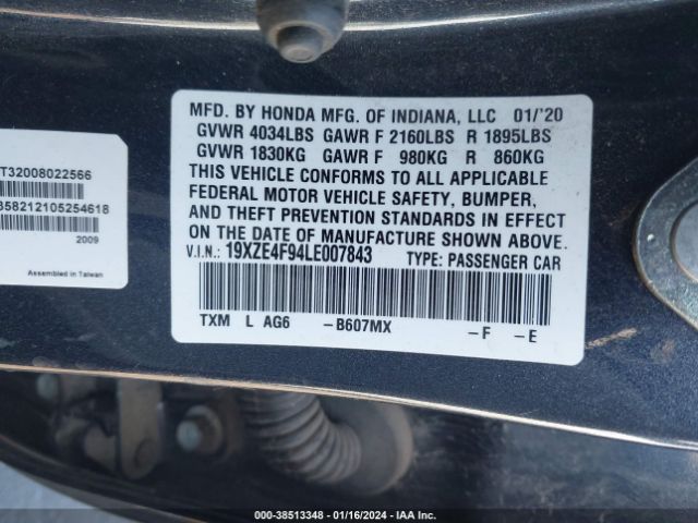 Photo 8 VIN: 19XZE4F94LE007843 - HONDA INSIGHT 