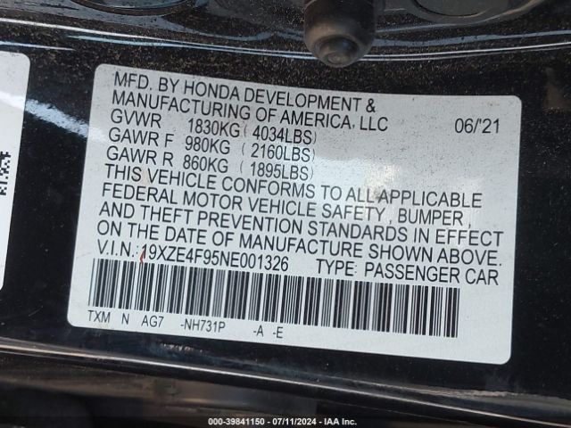 Photo 8 VIN: 19XZE4F95NE001326 - HONDA INSIGHT 