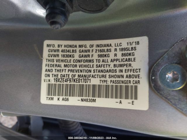 Photo 8 VIN: 19XZE4F97KE017071 - HONDA INSIGHT 