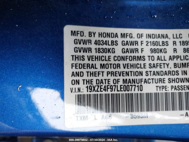 Photo 8 VIN: 19XZE4F97LE007710 - HONDA INSIGHT 