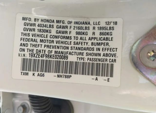 Photo 8 VIN: 19XZE4F98KE020089 - HONDA INSIGHT 