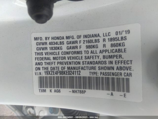 Photo 8 VIN: 19XZE4F98KE024112 - HONDA INSIGHT 