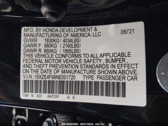 Photo 8 VIN: 19XZE4F99NE001720 - HONDA INSIGHT 