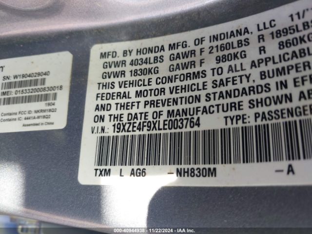 Photo 8 VIN: 19XZE4F9XLE003764 - HONDA INSIGHT 