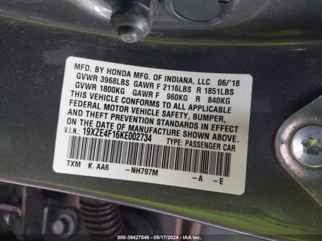 Photo 8 VIN: 19XZE4S16KE002734 - HONDA INSIGHT 