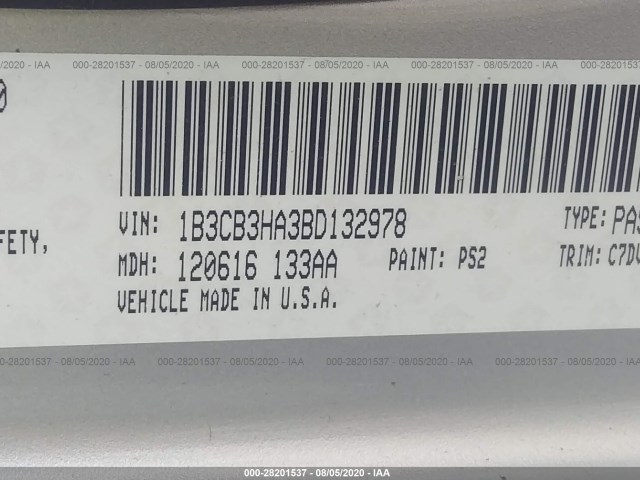 Photo 8 VIN: 1B3CB3HA3BD132978 - DODGE CALIBER 