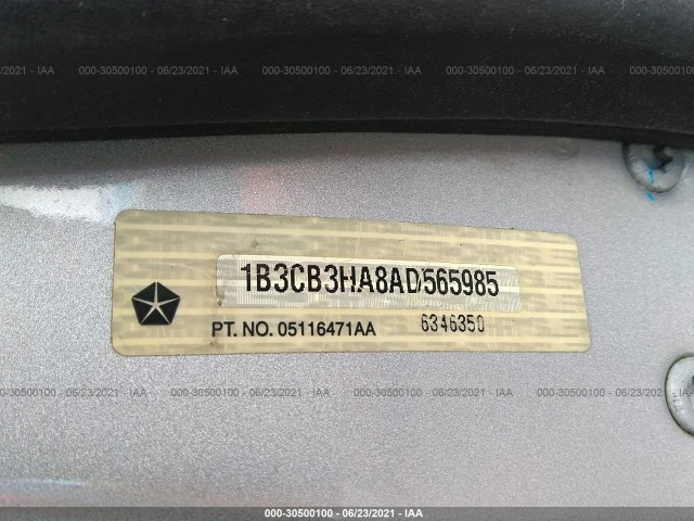 Photo 8 VIN: 1B3CB3HA8AD565985 - DODGE CALIBER 