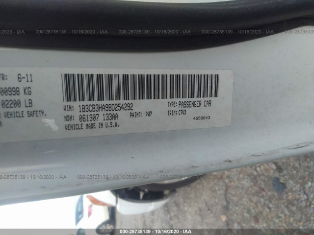 Photo 8 VIN: 1B3CB3HA9BD254292 - DODGE CALIBER 