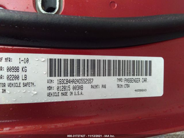 Photo 8 VIN: 1B3CB4HA2AD552557 - DODGE CALIBER 