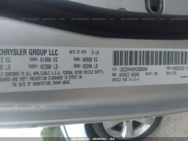 Photo 8 VIN: 1B3CB4HA2AD586000 - DODGE CALIBER 