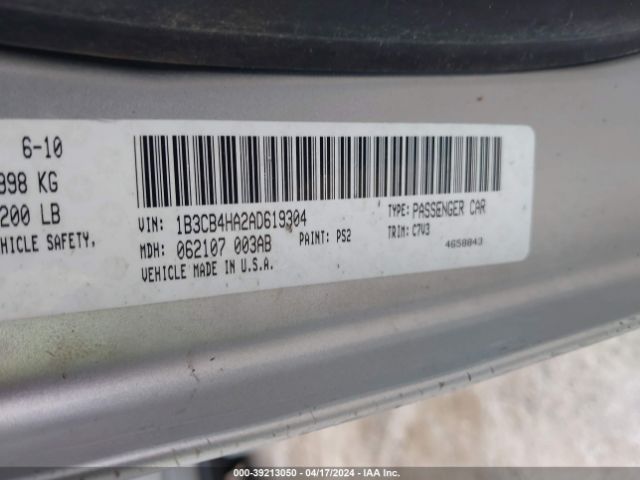 Photo 8 VIN: 1B3CB4HA2AD619304 - DODGE CALIBER 