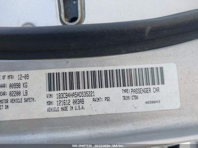 Photo 8 VIN: 1B3CB4HA5AD535221 - DODGE CALIBER 