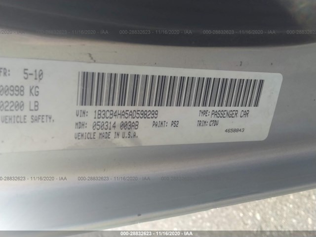 Photo 8 VIN: 1B3CB4HA5AD598299 - DODGE CALIBER 