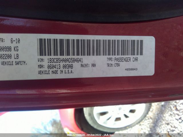 Photo 8 VIN: 1B3CB5HA0AD584641 - DODGE CALIBER 