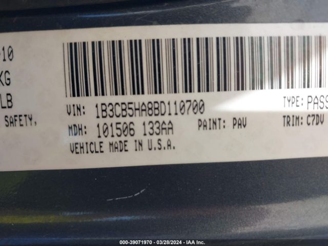 Photo 8 VIN: 1B3CB5HA8BD110700 - DODGE CALIBER 