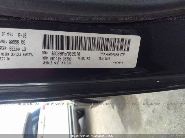 Photo 8 VIN: 1B3CB9HA6AD639178 - DODGE CALIBER 