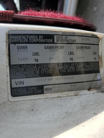 Photo 11 VIN: 1B3CP48K3KN510565 - DODGE SHADOW 