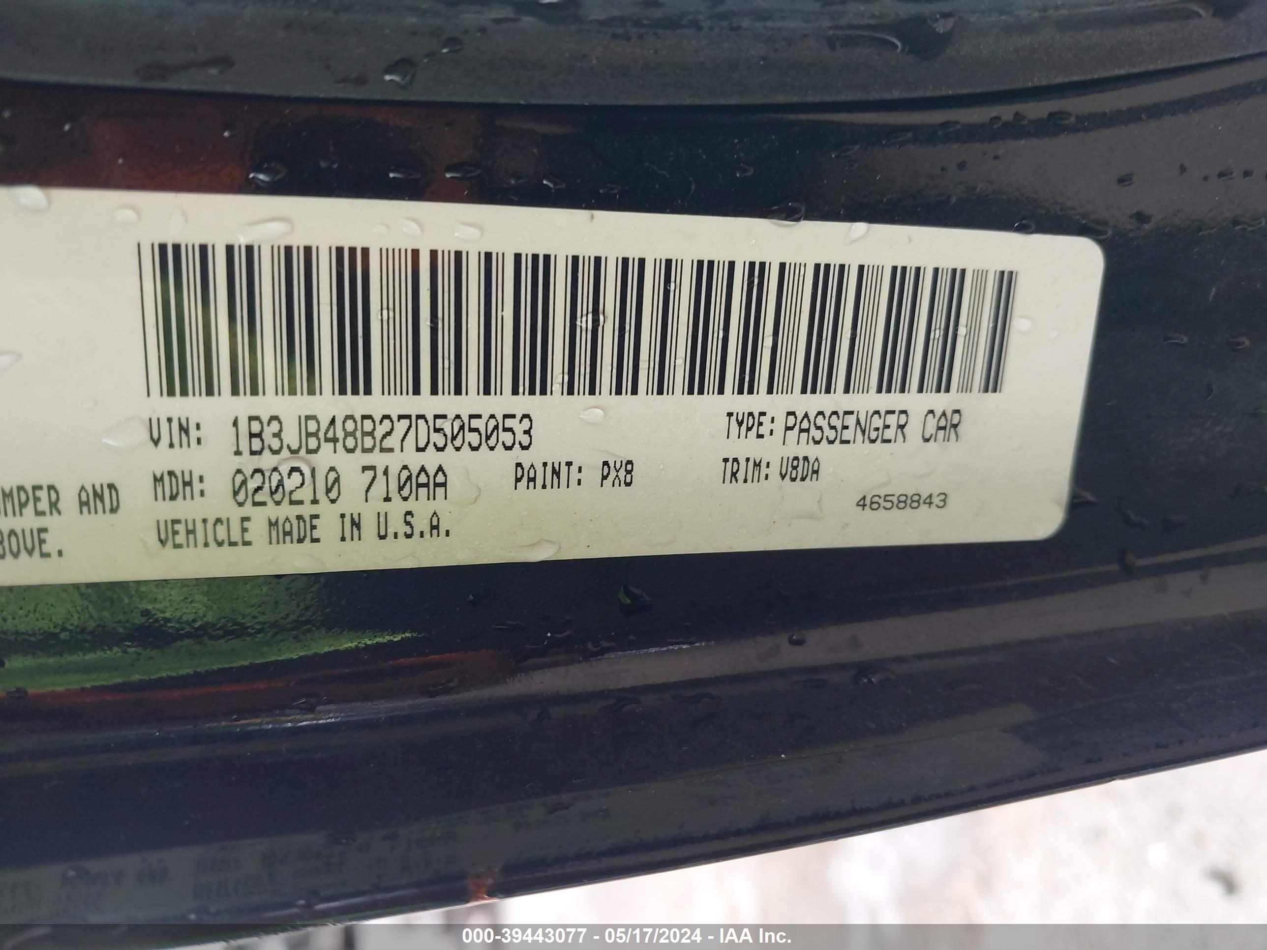 Photo 8 VIN: 1B3JB48B27D505053 - DODGE CALIBER 