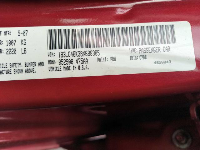 Photo 9 VIN: 1B3LC46K38N688385 - DODGE AVENGER 