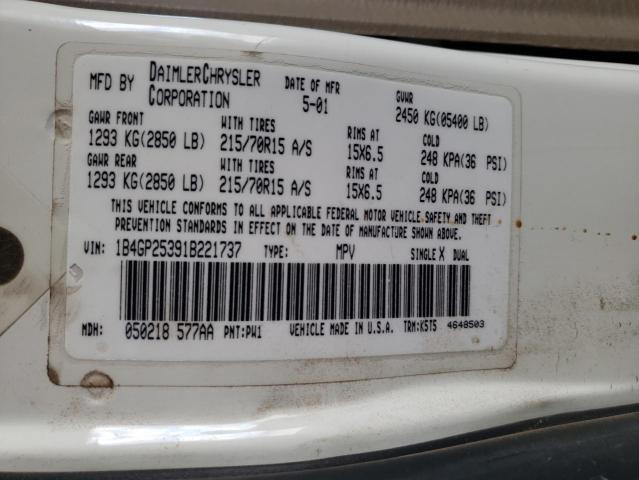 Photo 12 VIN: 1B4GP25391B221737 - DODGE CARAVAN SE 