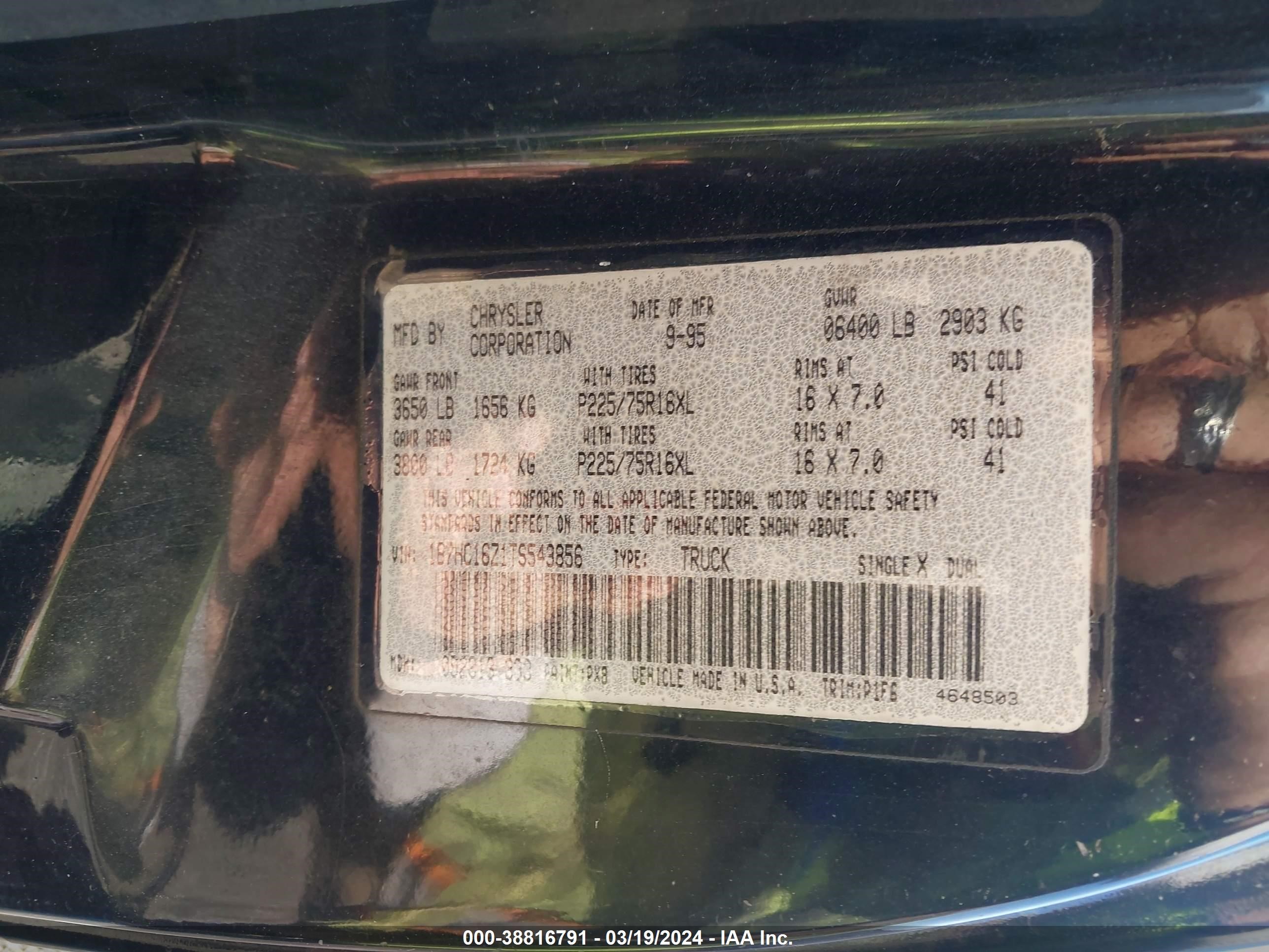 Photo 8 VIN: 1B7HC16Z1TS543856 - DODGE RAM 