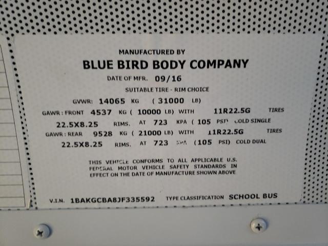 Photo 9 VIN: 1BAKGCBA8JF335592 - BLUE BIRD SCHOOL BUS 