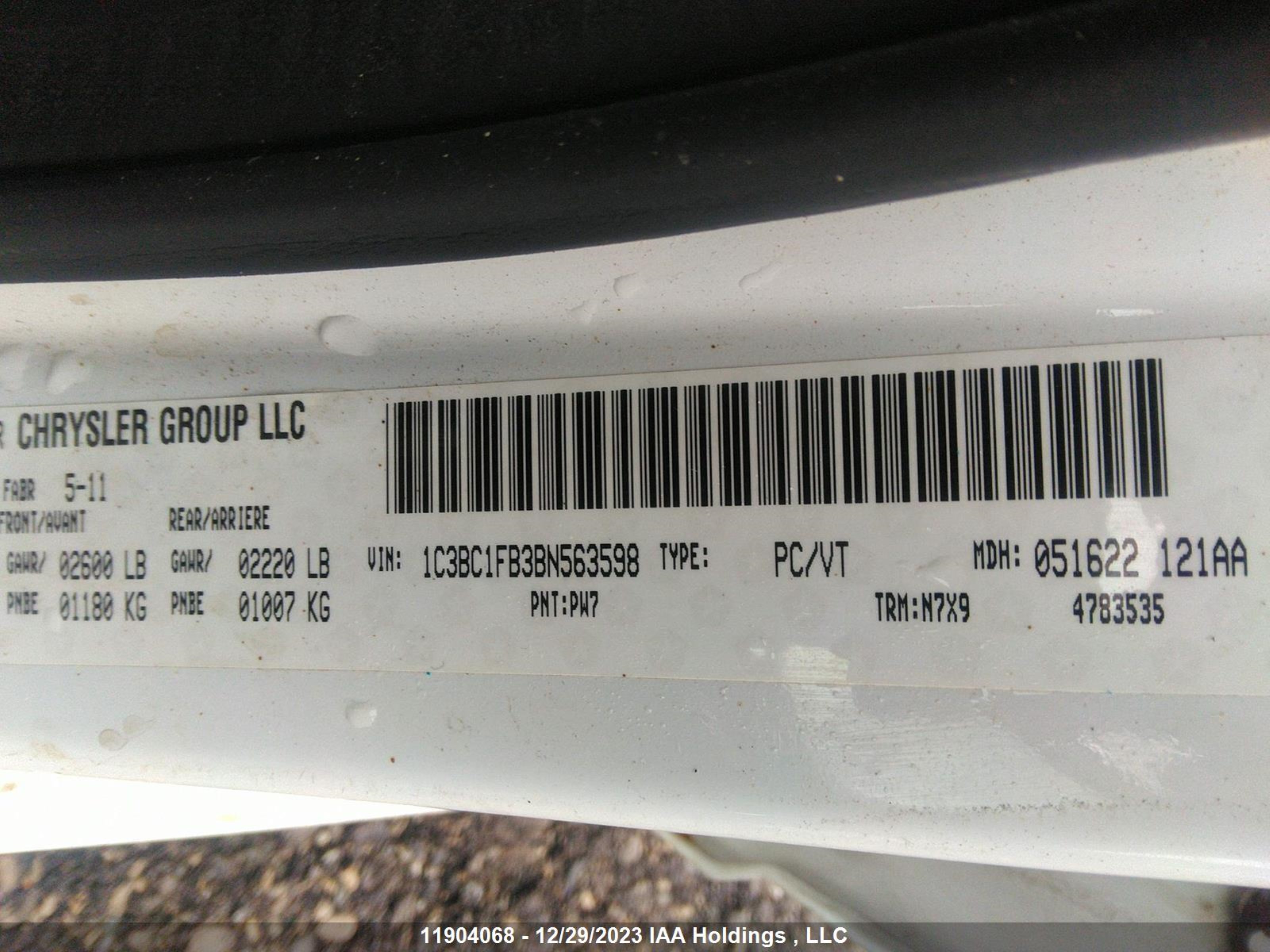 Photo 8 VIN: 1C3BC1FB3BN563598 - CHRYSLER 200 