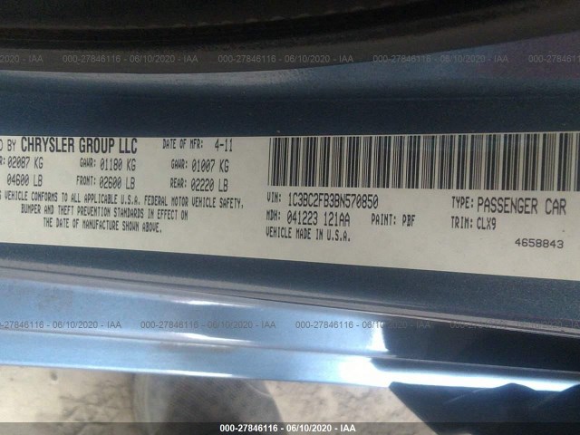 Photo 8 VIN: 1C3BC2FB3BN570850 - CHRYSLER 200 