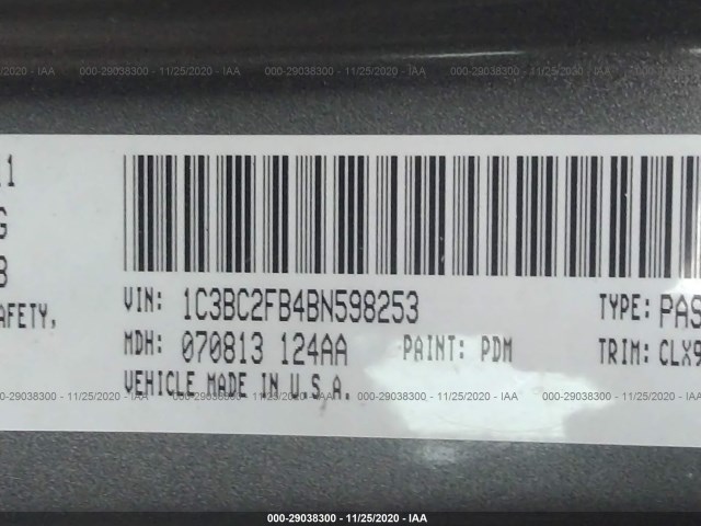 Photo 8 VIN: 1C3BC2FB4BN598253 - CHRYSLER 200 