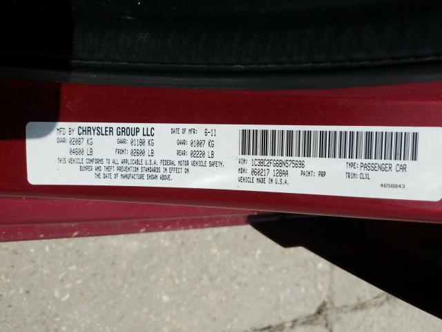 Photo 9 VIN: 1C3BC2FG6BN575696 - CHRYSLER 200 LIMITE 