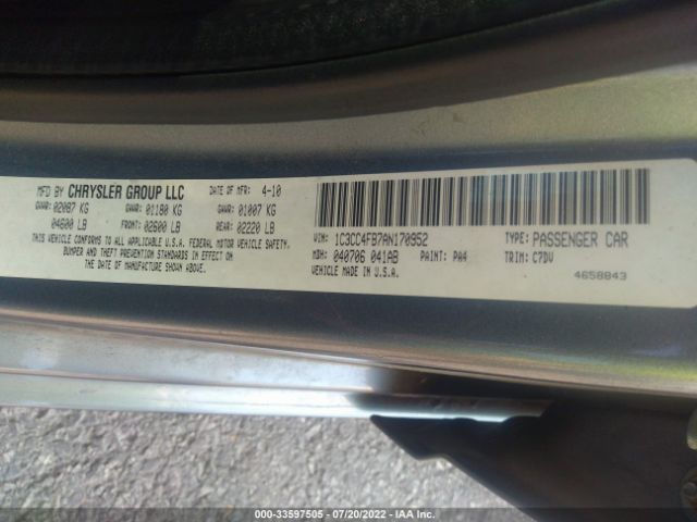 Photo 8 VIN: 1C3CC4FB7AN170952 - CHRYSLER SEBRING 