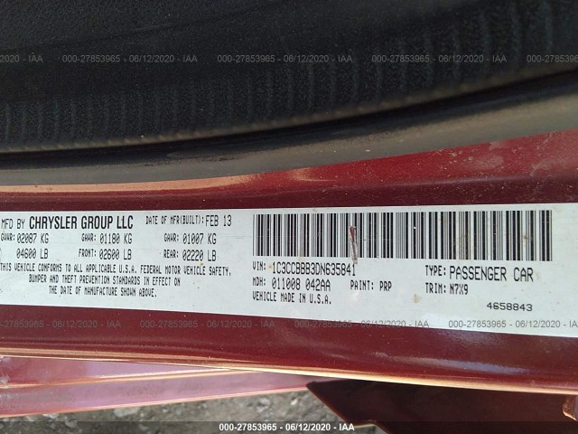 Photo 8 VIN: 1C3CCBBB3DN635841 - CHRYSLER 200 