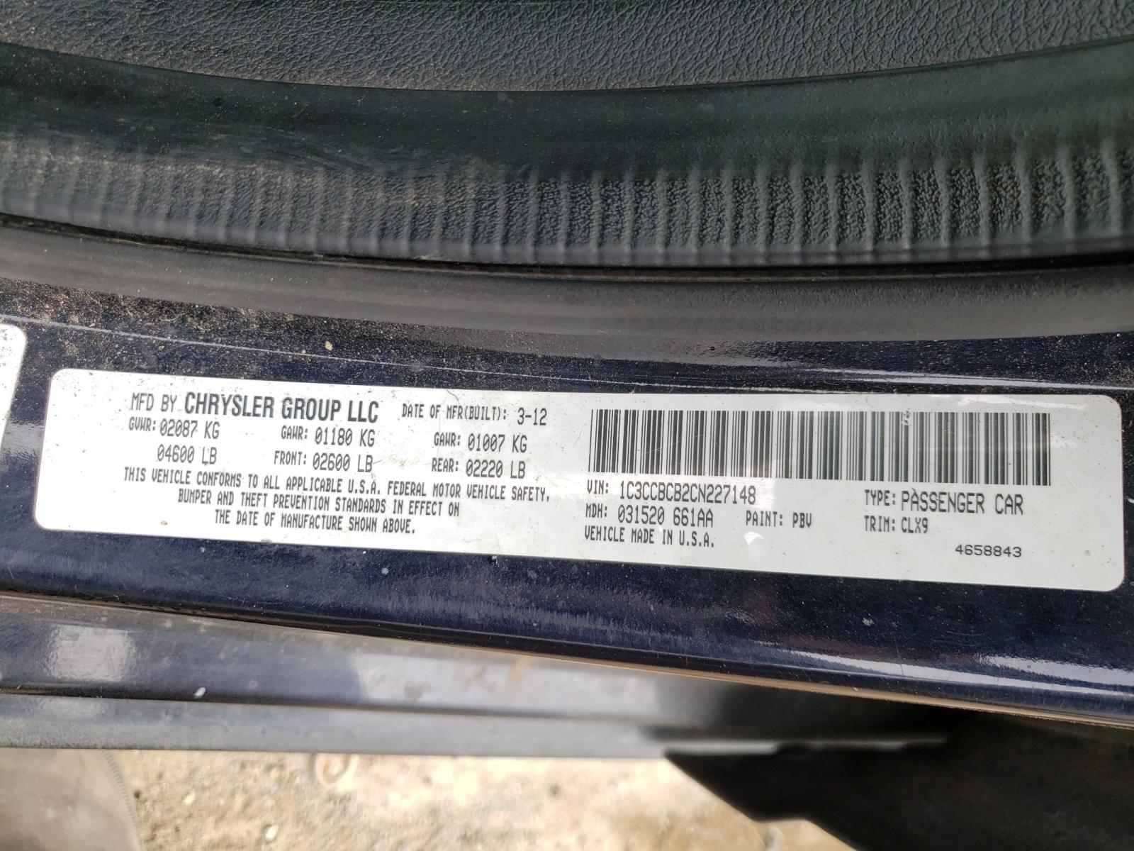 Photo 9 VIN: 1C3CCBCB2CN227148 - CHRYSLER 200 LIMITE 