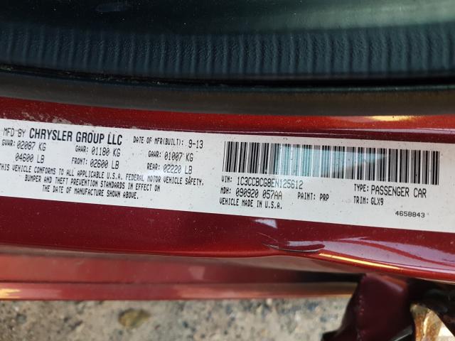 Photo 9 VIN: 1C3CCBCG8EN125612 - CHRYSLER 200 LIMITE 