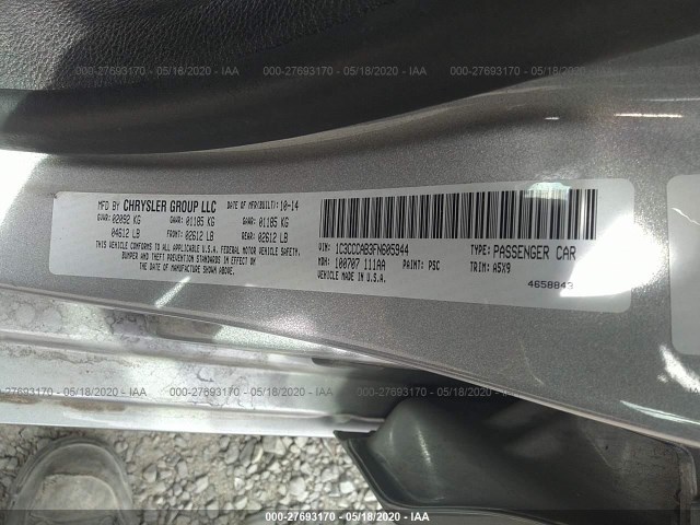 Photo 8 VIN: 1C3CCCAB3FN605944 - CHRYSLER 200 